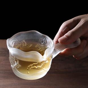 侧把公道杯高端分茶器加厚耐热茶海功夫茶具 冰冻手工琉璃防烫日式