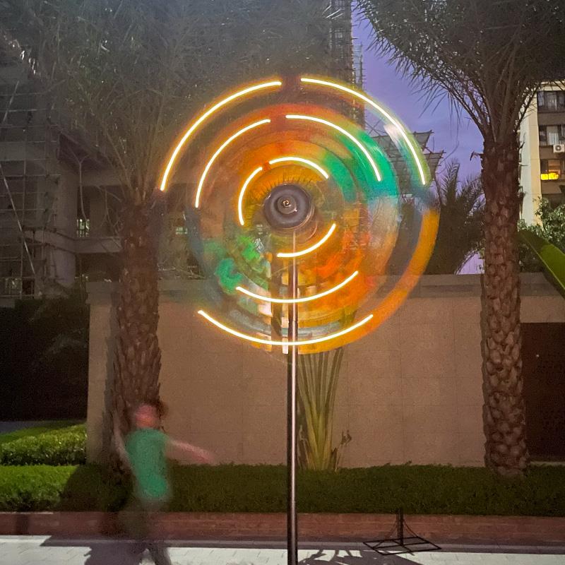 烟花风车创意户外装饰摆件铁艺彩色双面风叶转动花园庭院布置旋转