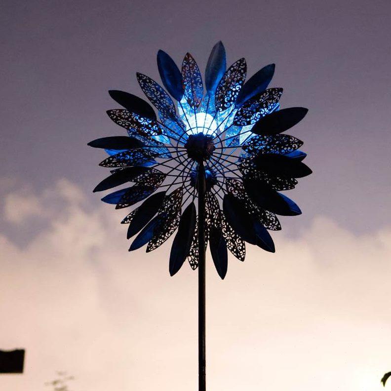 花园铁艺风车户外庭院别墅院子阳台露台造景布置园艺装饰旋转摆件