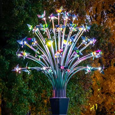 户外大型灯光秀景观公园广场七彩蝴碟飞鸟发光灯商场中心不锈钢灯