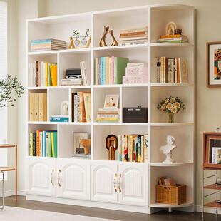 实木书架置物架家用学生书柜客厅储物柜可定制一体落地展示柜