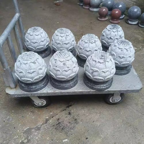 石雕天然青石莲花石球文笔峰门柱栏杆石雕摆件一体风水石球文笔球