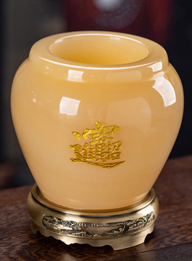 藏钰福迷你聚宝盆玉石摆件中式