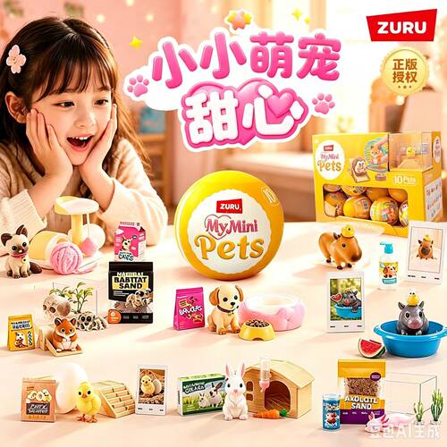 ZURU小小萌宠甜心宠物盲盒可爱摆件迷你微缩仓鼠猫咪新品动物球