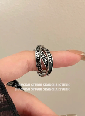白心可乐 | 珐琅烤漆三环缠绕土星戒指朋克酷妹辣妹小众情侣指环