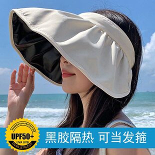 百搭防紫外线黑胶贝壳帽大檐遮脸防晒帽 太阳帽韩版 女夏季 新款