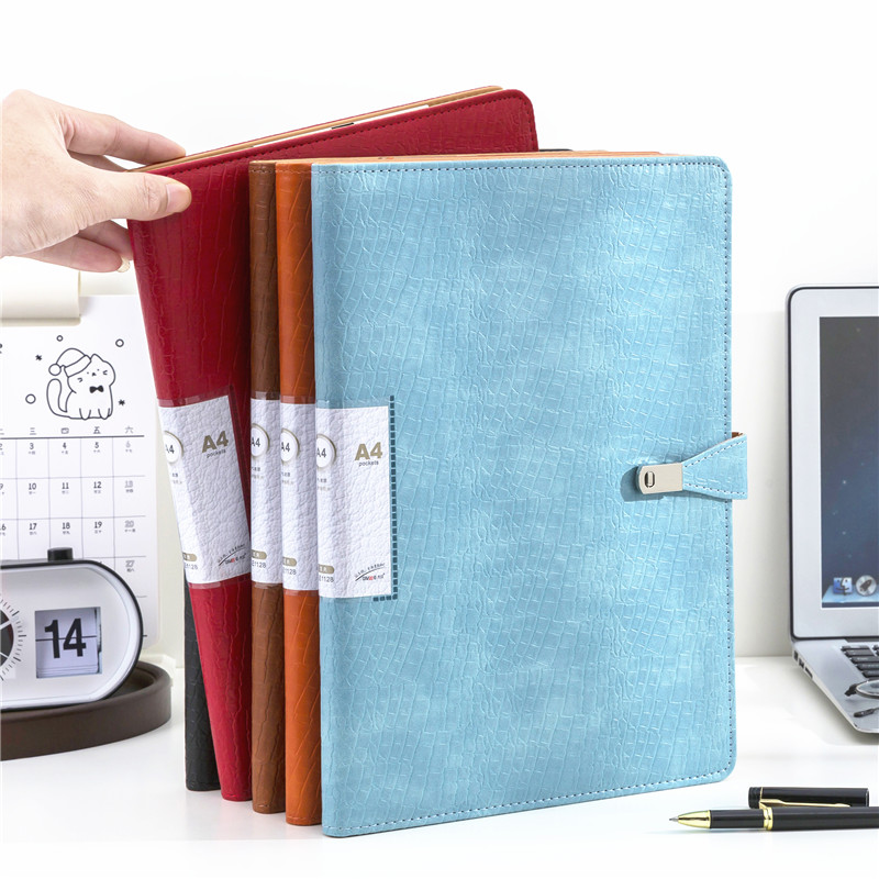 A4磁吸文件夹定制logo多功能经理夹简约商务皮质销讲夹量房本办公销售谈单夹展业夹会议垫板夹板资料夹签约本