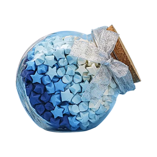 星星折纸条许愿瓶玻璃瓶罐子木塞折星星专用纸心愿幸运星星瓶透明折纸成品星星送朋友生日礼品高颜值妈妈礼物