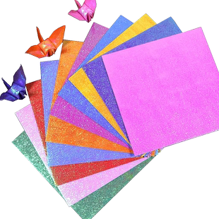 彩色珠光纸折纸闪光纸儿童手工纸彩纸正方形叠千纸鹤纸幼儿园小学生美劳镭射纸20厘米15cm樱花星空夜光折纸