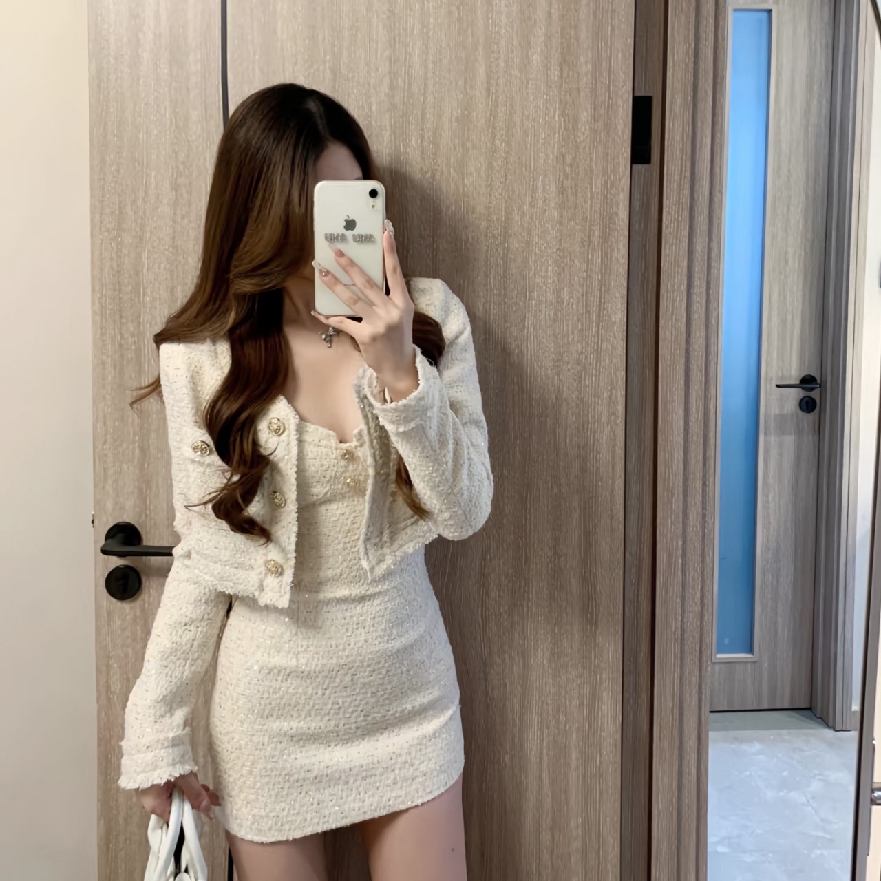 小香风套装秋装搭配一整套时尚名媛外套连衣裙高级感小洋装两件套