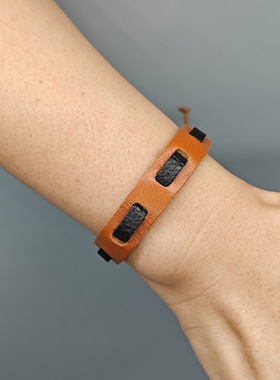 复古做旧真皮手环可调节个性小众欧美日韩范穿搭手链可调编织