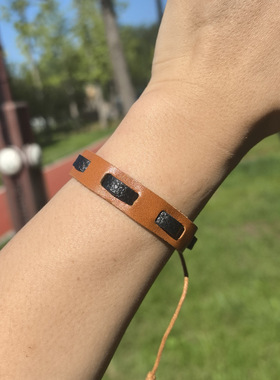 复古抽绳真皮手环可调节个性国风欧美日韩范民族手链可调编织