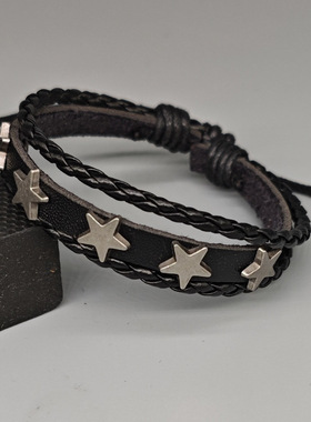 花百饰手链五角星简约手环可调节小众轻奢情侣学生抽绳流行黑手链