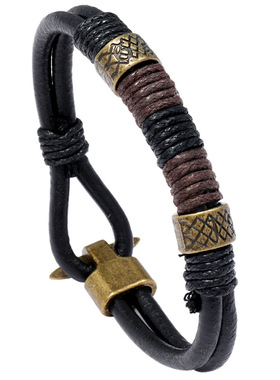 现货简约编织黑色牛皮手链欧美男士流行复古饰品跨境手饰手环