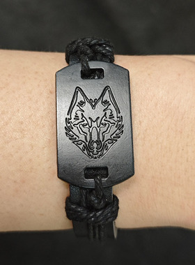 藏式民族风皮革编织朋克手链简约百搭异域风情侣闺蜜热销手狼头