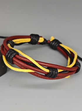 复古编织多层牛皮手链女可调节