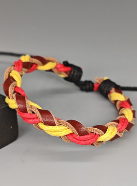 复古编织多层牛皮手链女可调手环