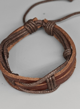 复古民族风皮革编织朋克手链简约百搭异域风情侣闺蜜个性手饰品