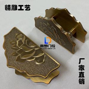 古铜大门拉手新中式半圆拉手 玻璃门拉手仿古木门大把手圆形雕刻