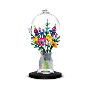 LYB适用乐高10313繁花永生花透明玻璃展示盒10280花束花瓶防尘罩