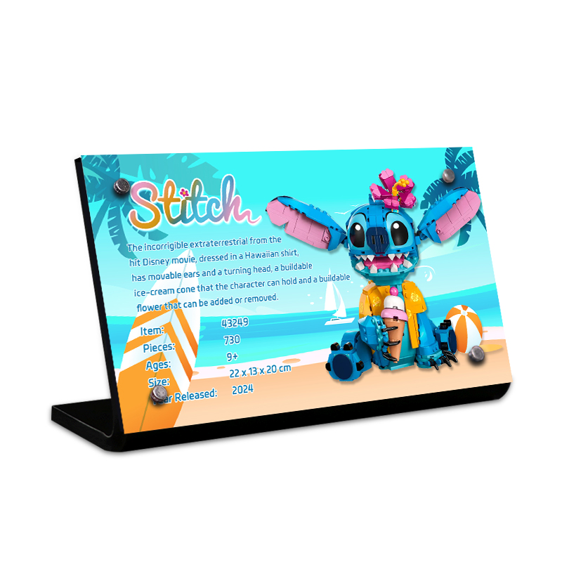 LYB乐一百适用乐高迪士尼43249星际宝贝史迪奇亚克力展示铭牌