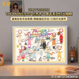 泡泡玛特THE MONSTERS十周年系列手办盲盒LABUBU防尘相框展示盒