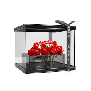 乐一百40460适用乐高10328玫瑰花束永生花积木亚克力展示盒礼盒