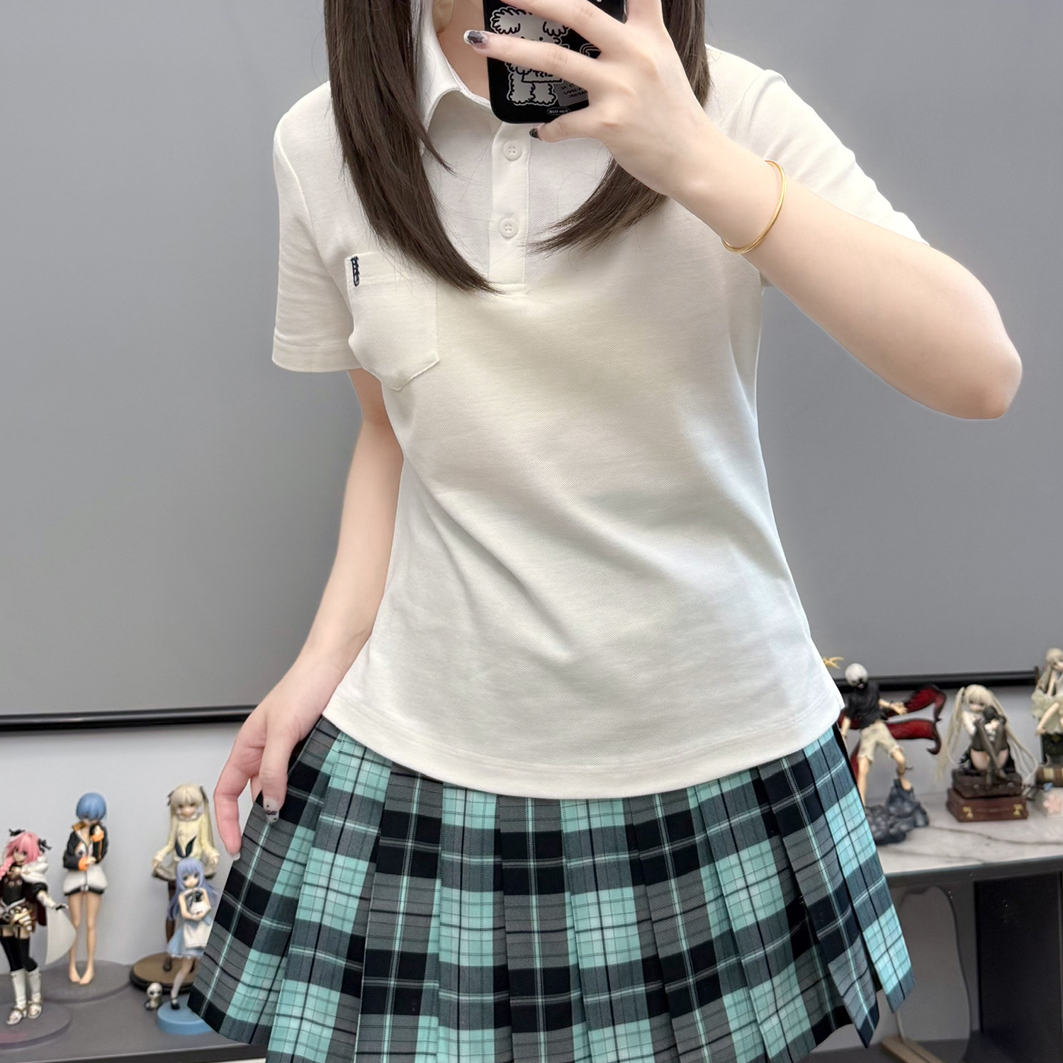零度句号原创正版日系校供感Polo衫学院风百搭运动jk短袖收腰衬衫