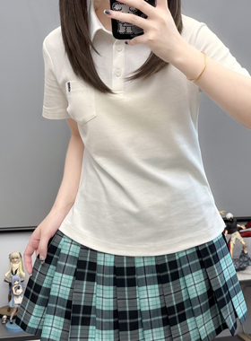 零度句号原创正版日系校供感Polo衫学院风百搭运动jk短袖收腰衬衫