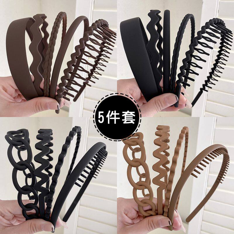 今年流行的发箍简约女新款套装洗脸发卡子防滑带齿压发头箍网红款