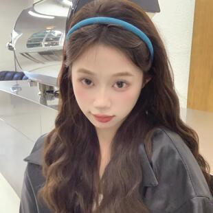 韩国简约蓝色细发箍女外出百搭洗脸压发头窟发捆2025新款发卡发饰