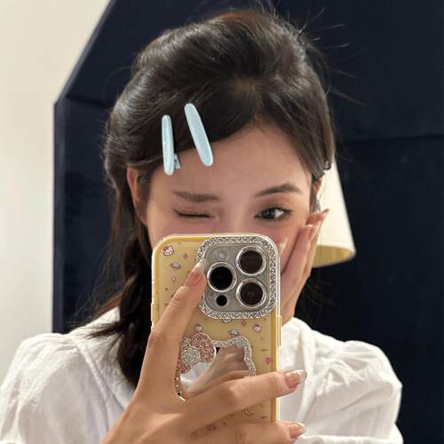 可爱少女彩色合金椭圆碎发刘海夹鸭嘴夹韩版奶油色系发夹对夹新