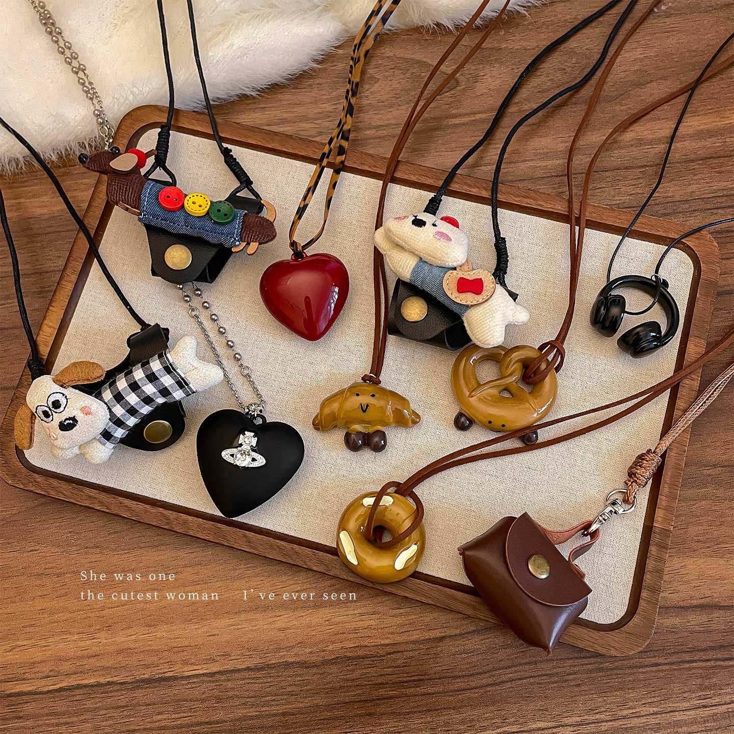 手工甜甜圈仿真碱水面包项链女长款毛衣链首饰颈链吊坠锁骨链配饰