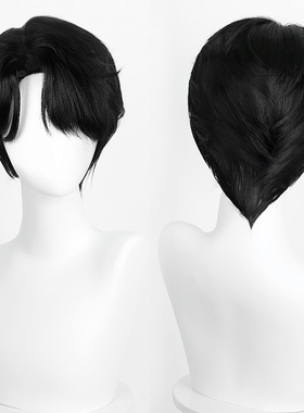 豆蔻 Skpop猎魔女团 沙加男孩 Jinu秦宇cos 黑色短发动漫假发D745