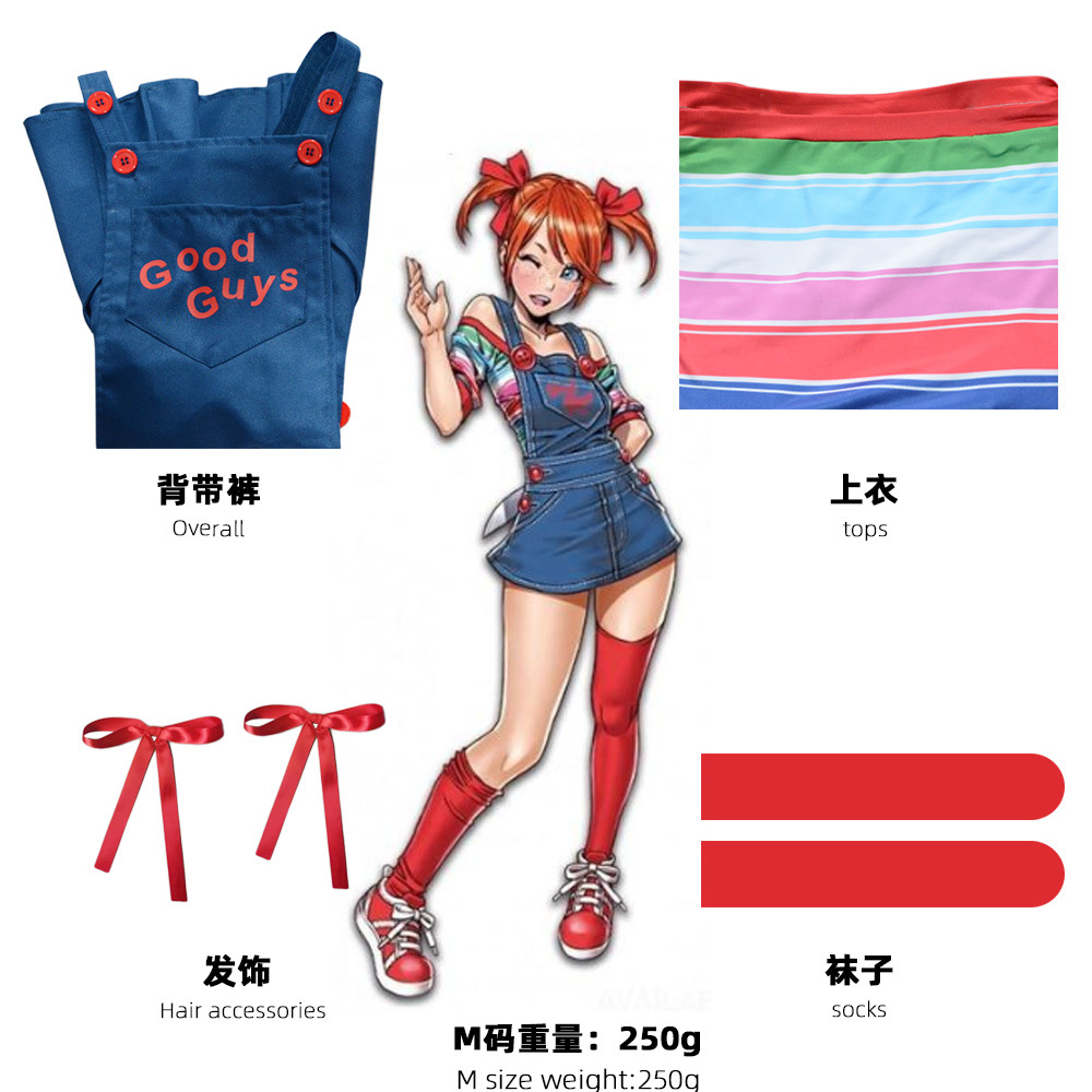 新款万圣节鬼娃回魂服 恰吉女款裙子cosplay恐怖角色扮演派对服装