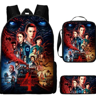 亚马逊新品Stranger Things 4怪奇物语4学生书包儿童背包挎包笔袋