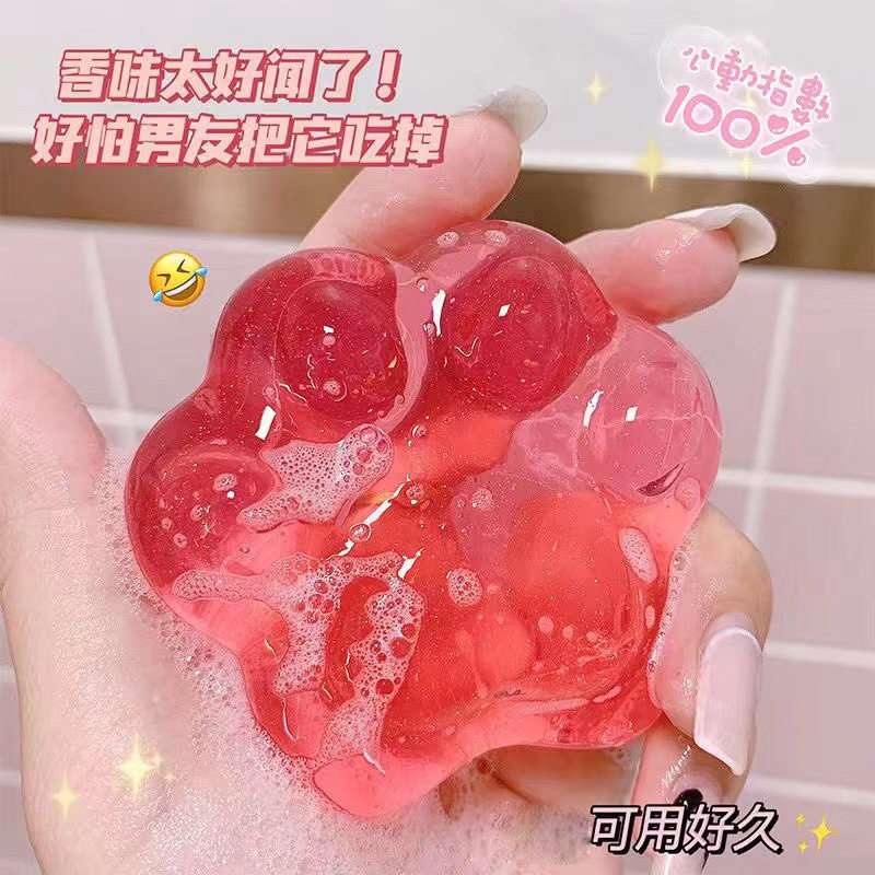 猫爪果冻香皂水蜜桃除螨美正品白儿童洗澡沐浴洁面可爱肥皂啫喱皂
