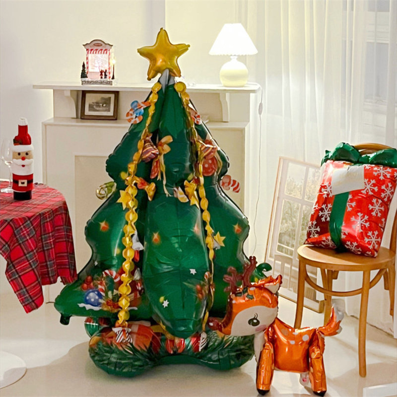 ins圣诞树装饰气球铝膜商场学校幼儿园酒吧美陈布置装饰拍照道具