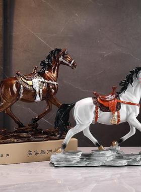 树脂高档马到成功马摆件新中式