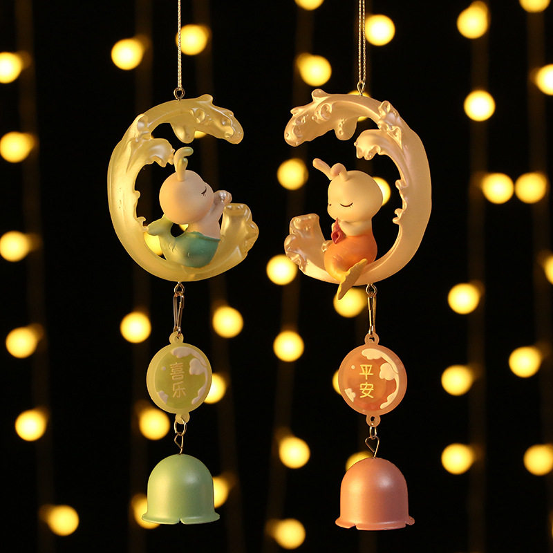 盈兔鲮鲮风铃 平安喜乐卡通风铃少女心装饰礼品 车内门窗挂饰摆件