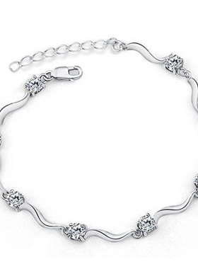 韩版精美紫锆石手饰 简约竹节手链 女士时尚首饰品生日情人节礼物