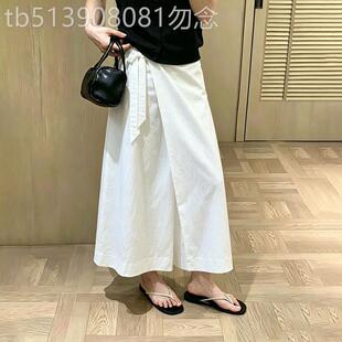 白色系带半身裙女2026夏季新款设计感韩版时尚通勤宽松优雅风长裙