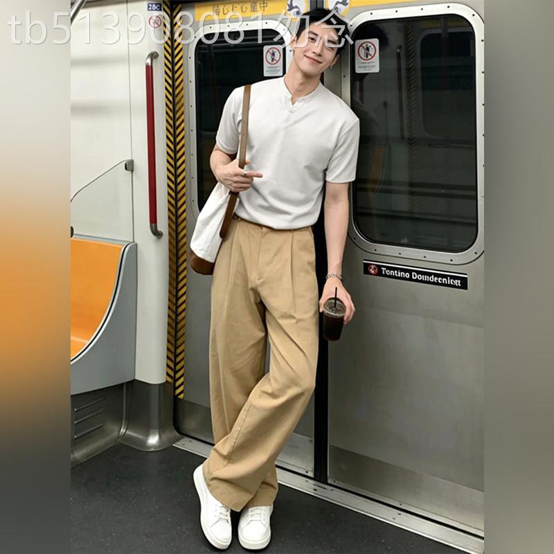 轻奢老钱风人夫感穿搭男生亚麻套装高级感垂感西裤夏装搭配一整套