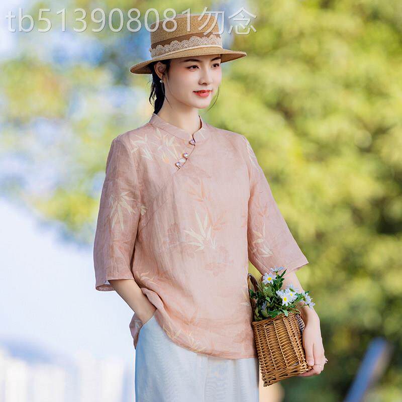 高端苎麻改良汉服新中式旗袍上衣民国套装中国风禅意女装茶服女夏