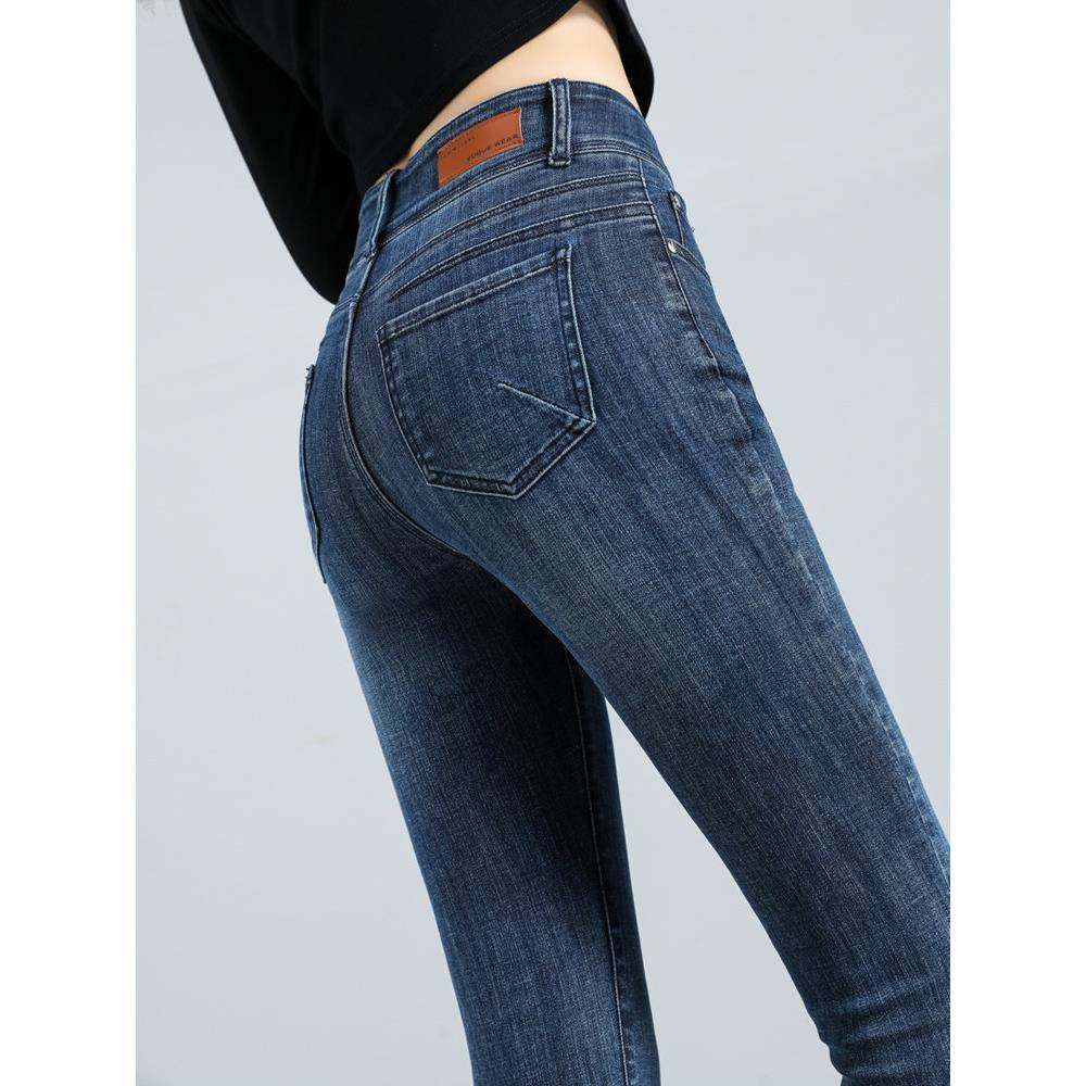 春秋高腰牛仔裤女2025新款紧身长裤冬季加绒修身显瘦铅笔小脚裤子,女装/女士精品,卫裤,淘宝优惠券,粉丝福利购,淘宝优惠卷