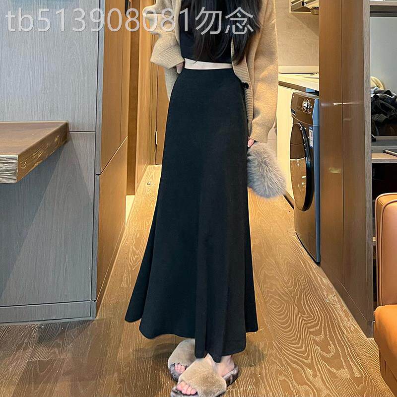 针织半身裙女春秋2026新款高腰a字显瘦中长版小个子包臀鱼尾裙子