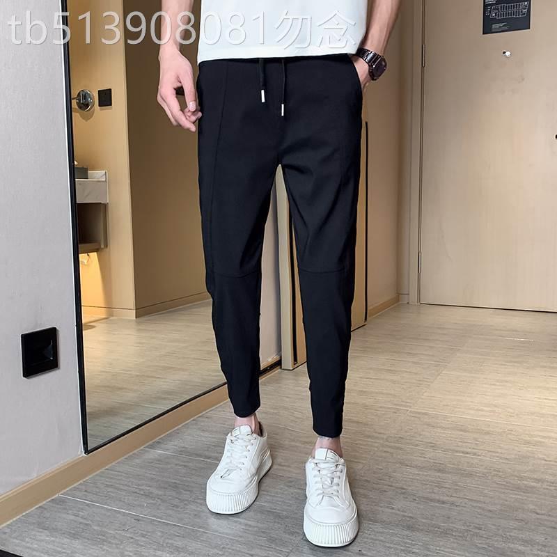 休闲裤男士春秋季韩版潮牌修身小脚九分裤潮流百搭直筒束脚长裤子