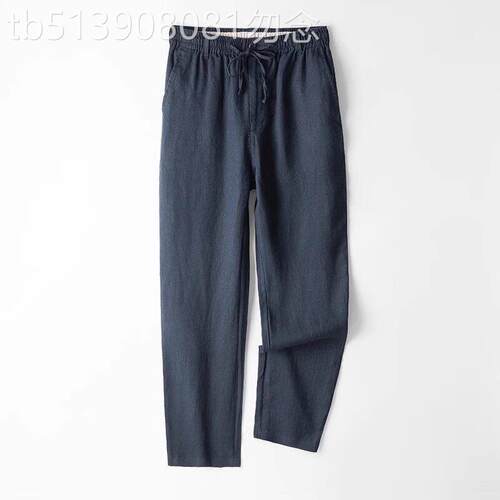 BOZZ BURY~100%亚麻 不沾身！纯亚麻休闲裤男夏季宽松直筒棉麻裤