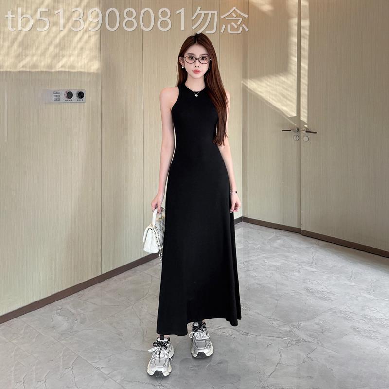 潮牌吊带气质收腰休闲连衣裙女士2026夏季新款a字工字背心大摆裙