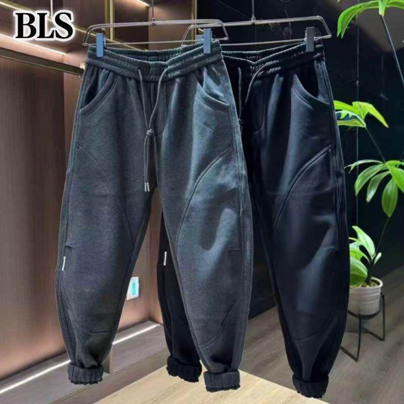 高端运动束口卫裤男士冬季2025新款加绒加厚保暖纯色休闲男款长裤